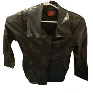 Cole Haan Womens Moto Jacket Black Buttons Pockets